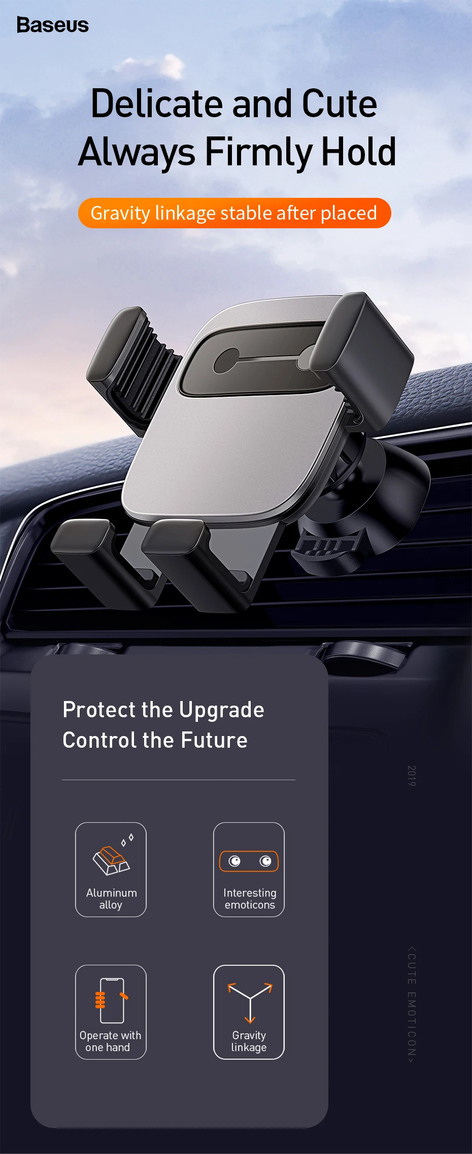 Baseus Автомобильный держатель для телефона iPhone XS Gravity, стойка опора для мобильного телефона, автомобильный держатель для крепления на вентиляционное отверстие для samsung Xiaomi