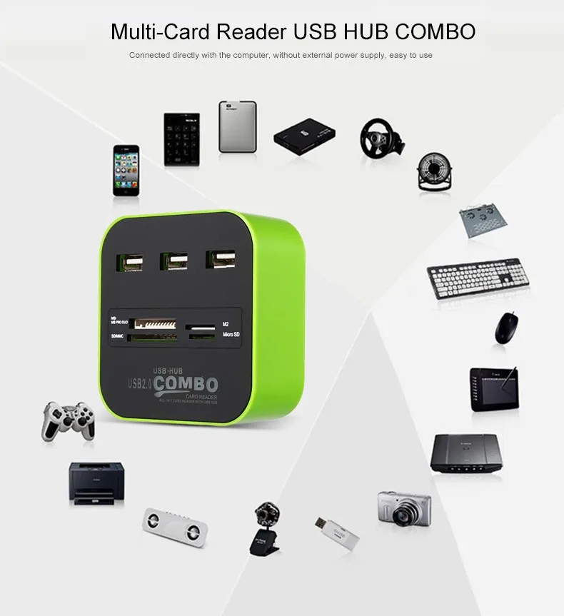Порты и разъёмы usb-хаб кард-ридер мульти USB разветвитель 7 в 1 Поддержка Micro TF/SD/M2 MS