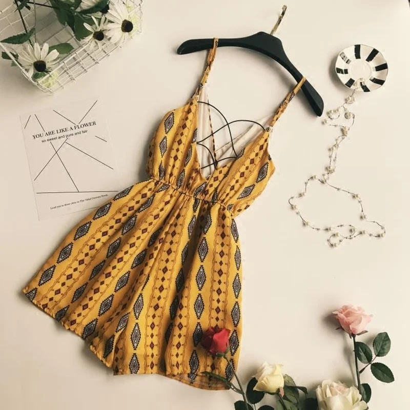 Комбинезон женский с V образным вырезом шифоновый открытой спиной