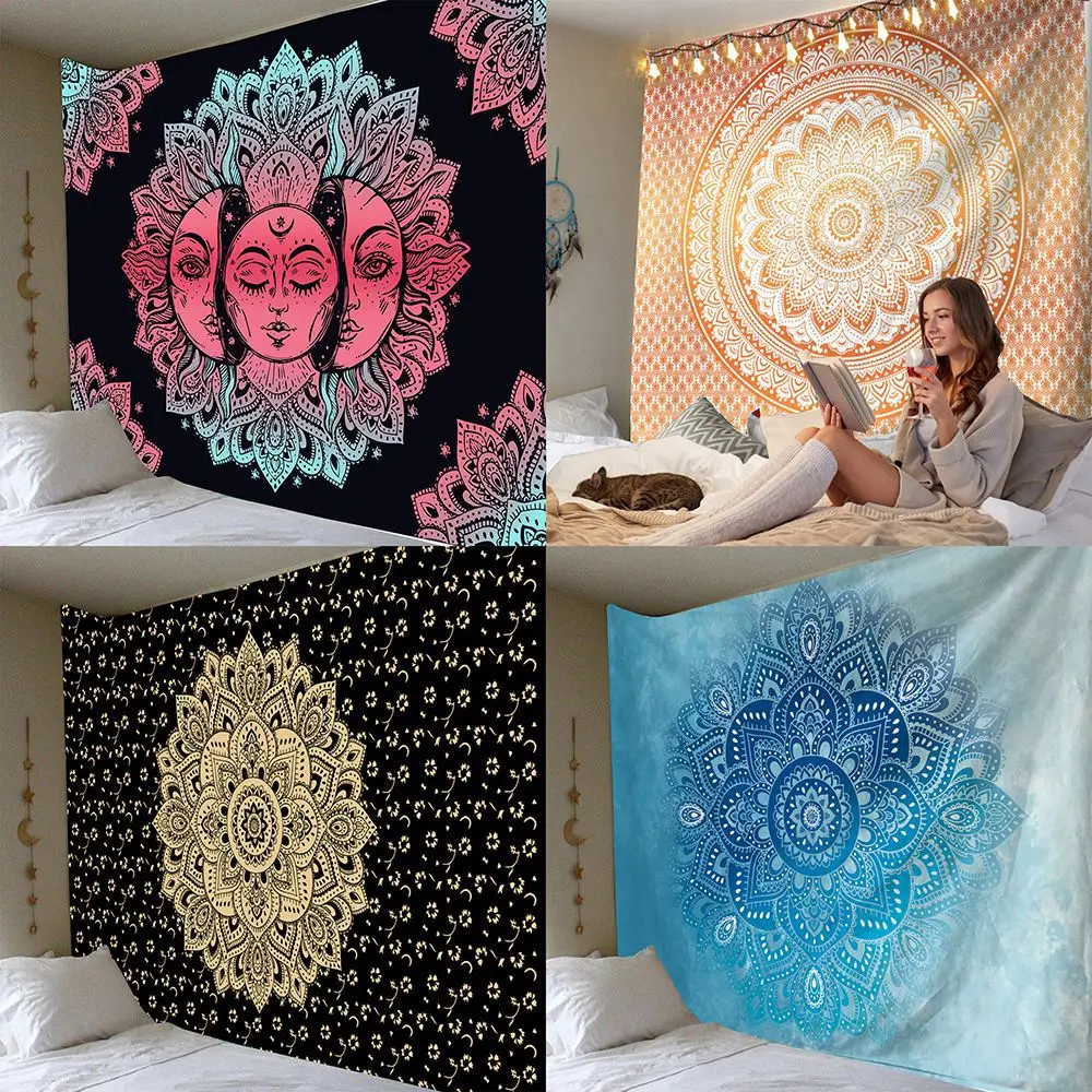 

Indian Mandala Tapestry Wall Hanging Multifunctional Tapestry Boho Printed Bedspread Cover Yoga Mat Blanket Picnic cloth