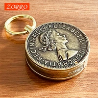 new zorro windproof kerosene oil lighter creative antique coin key chain lighter grinding wheel igniter gadgets collection gifts