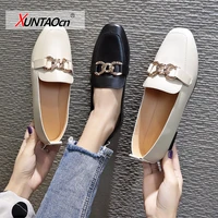 spring summer fashion women flats shoes high quality pu leather metal decoration working round toe casual shoes woman
