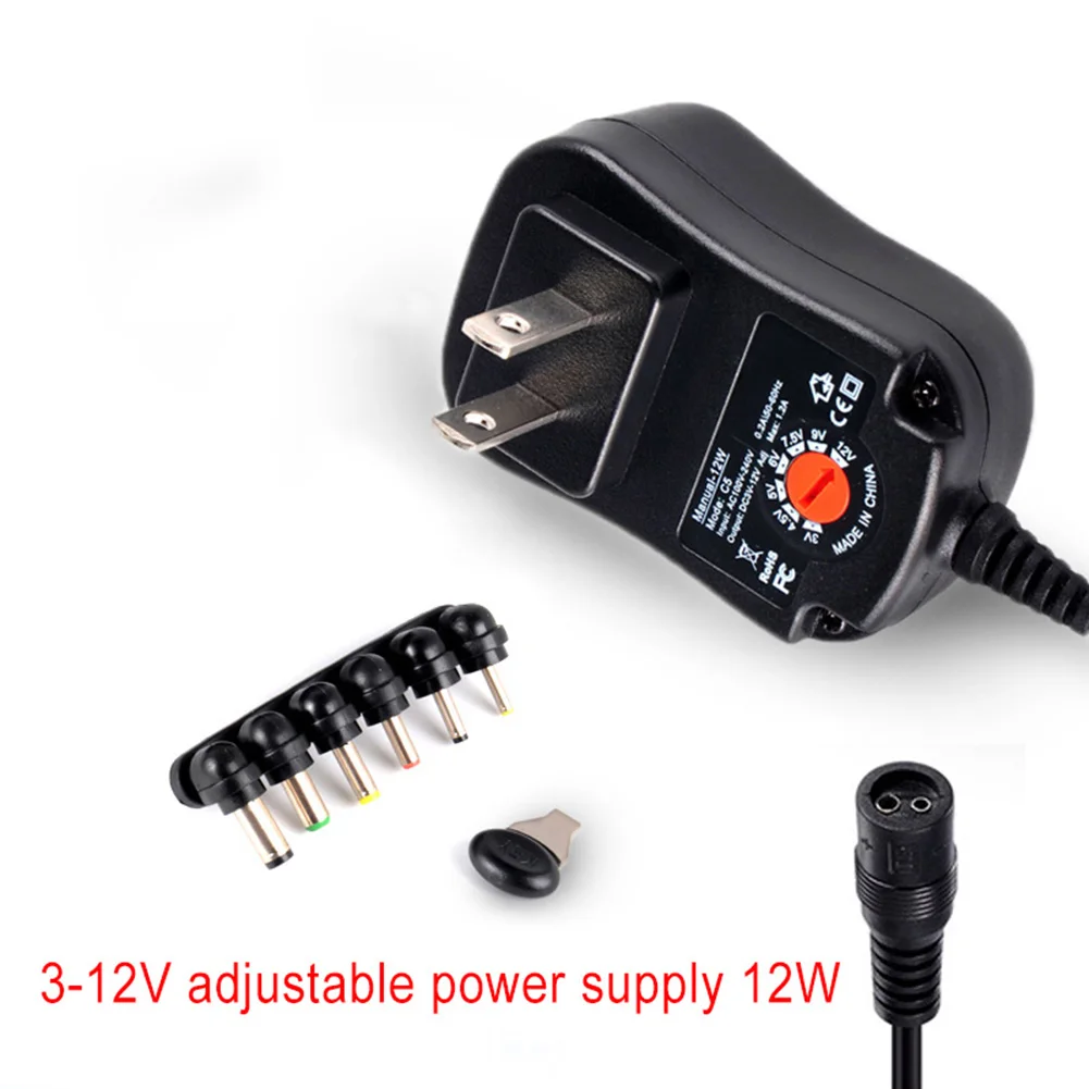 3-12V 12W Adjustable Power Adapter Cable Plug Charger for LED Light Mini TV Car Electric Toy GV99 | Электроника