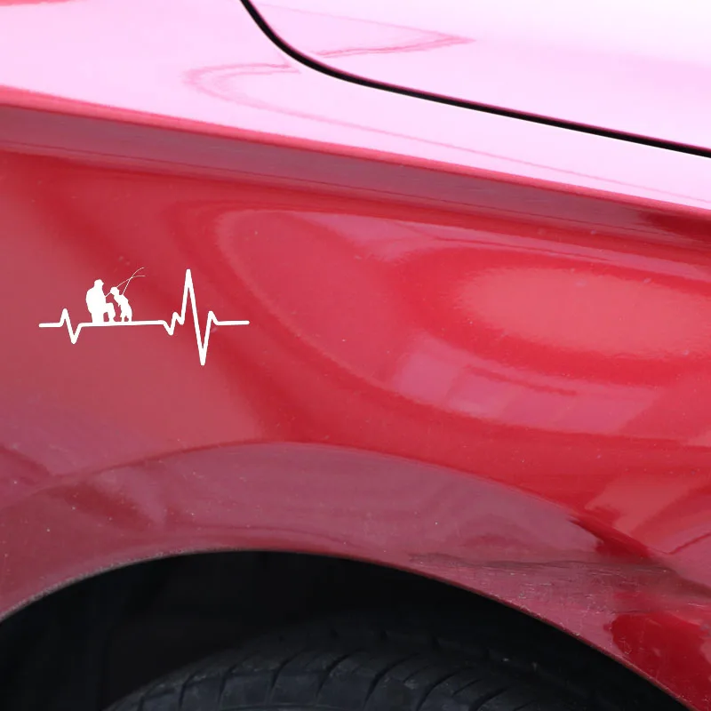 Автомобильная наклейка из ПВХ с изображением сердечного ритма лески рыбалки