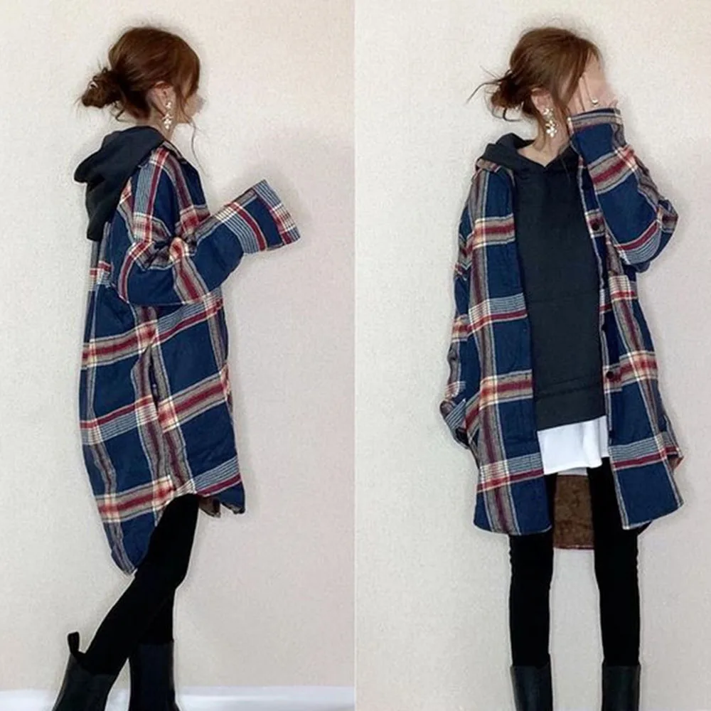 Women's Blouse Casual Plaid Long Sleeve Straight Single Korean Fashion Ladies Shirt Spring Autumn New Classic Feminine Clothes | Женская