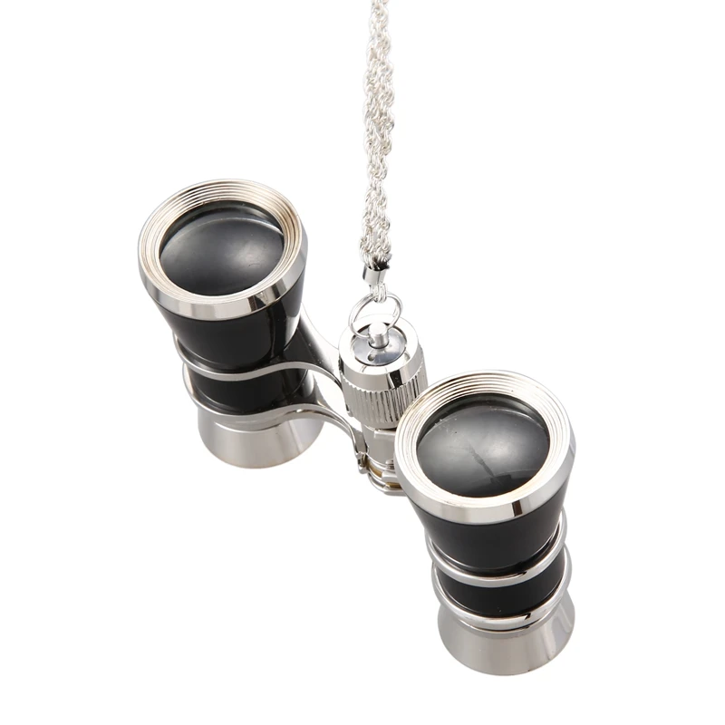 NEW ARRIVAL-3 x 25 Opera Glasses Binoculars Metal Body with Chain Optical Lens Theater Telescope Gift Black | Инструменты