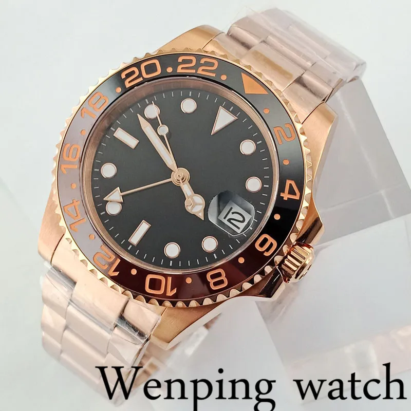 40 мм чехол из розового золота сапфировое стекло керамический ободок черный