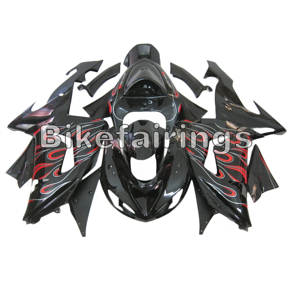 

Sportbike ABS Injection Fairings For ZX10R 2006 2007 06 07 ZX-10R Motorcycles Complete Black Red Flames Body Frames New