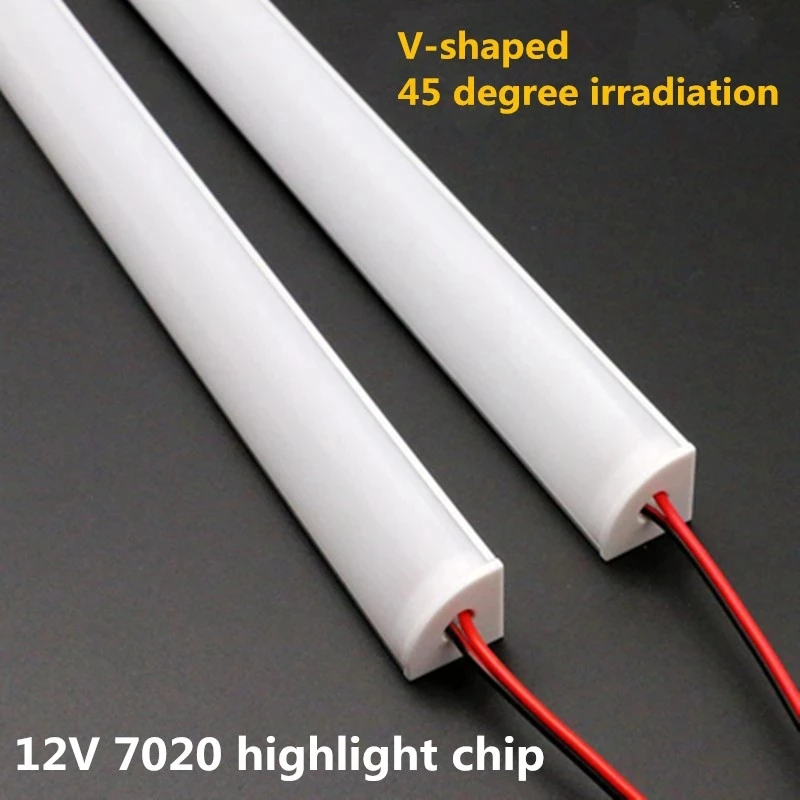 

12VDC 50cm/36LED 45 degree angle irradiation highlight LED cabinet light 7020 highlight imported chip V type rigid light bar