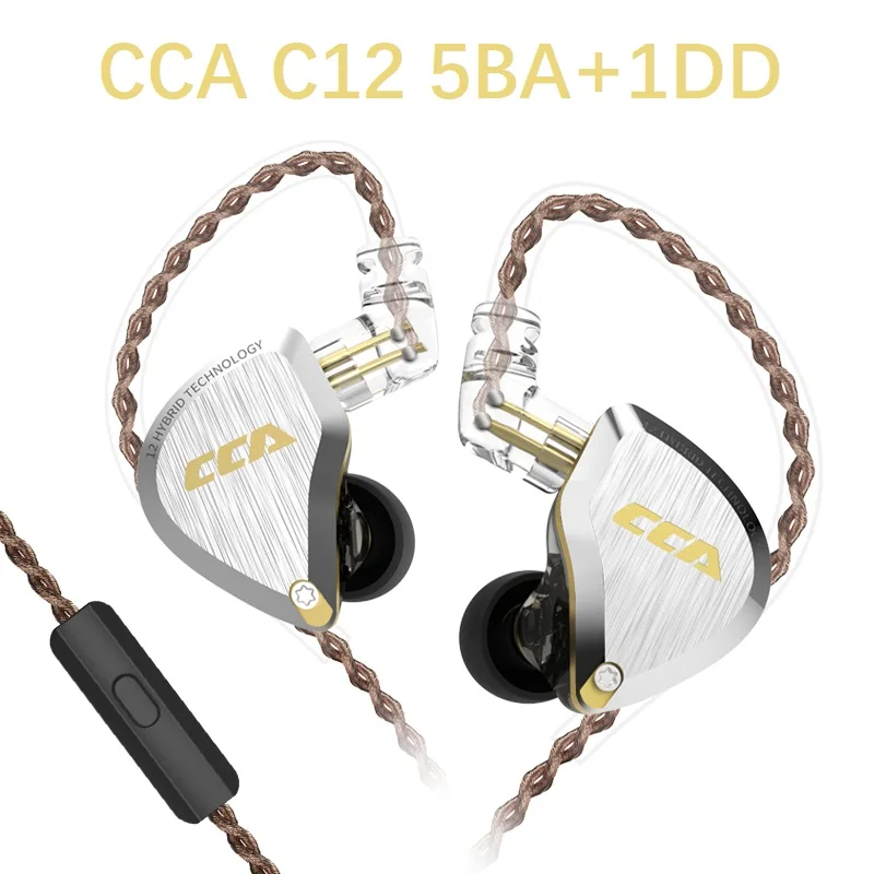 Новейшие CCA C12 5BA + 1DD 12 драйверы блок Золотой Металл HIFI гибридные наушники 5D стерео