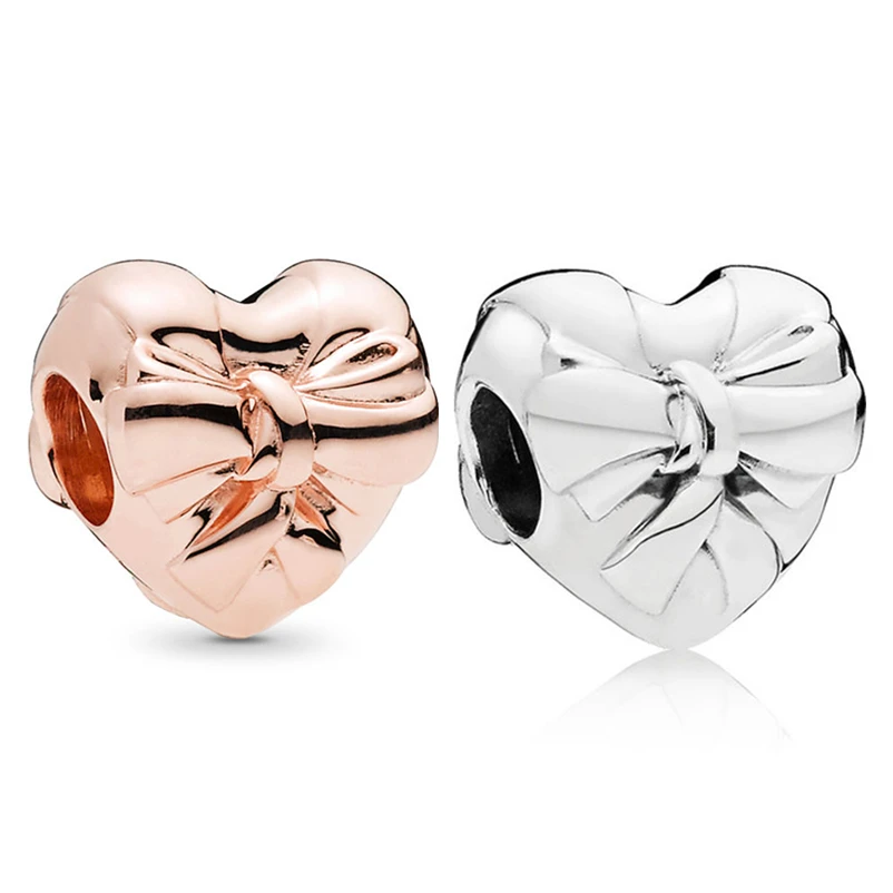 

Baofu New 925 Sterling Silver Beads Shiny Love Bow 2 Colors Suitable For Original Female Bracelet Jewelry