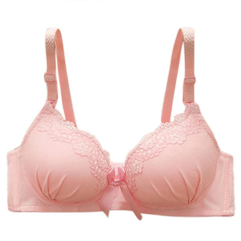 

Women Pure Color Lace Sexy Lingerie No Steel Ring Girl Bra Push-up Adjustment Type Thin Small Chest Ladies Women Underwear
