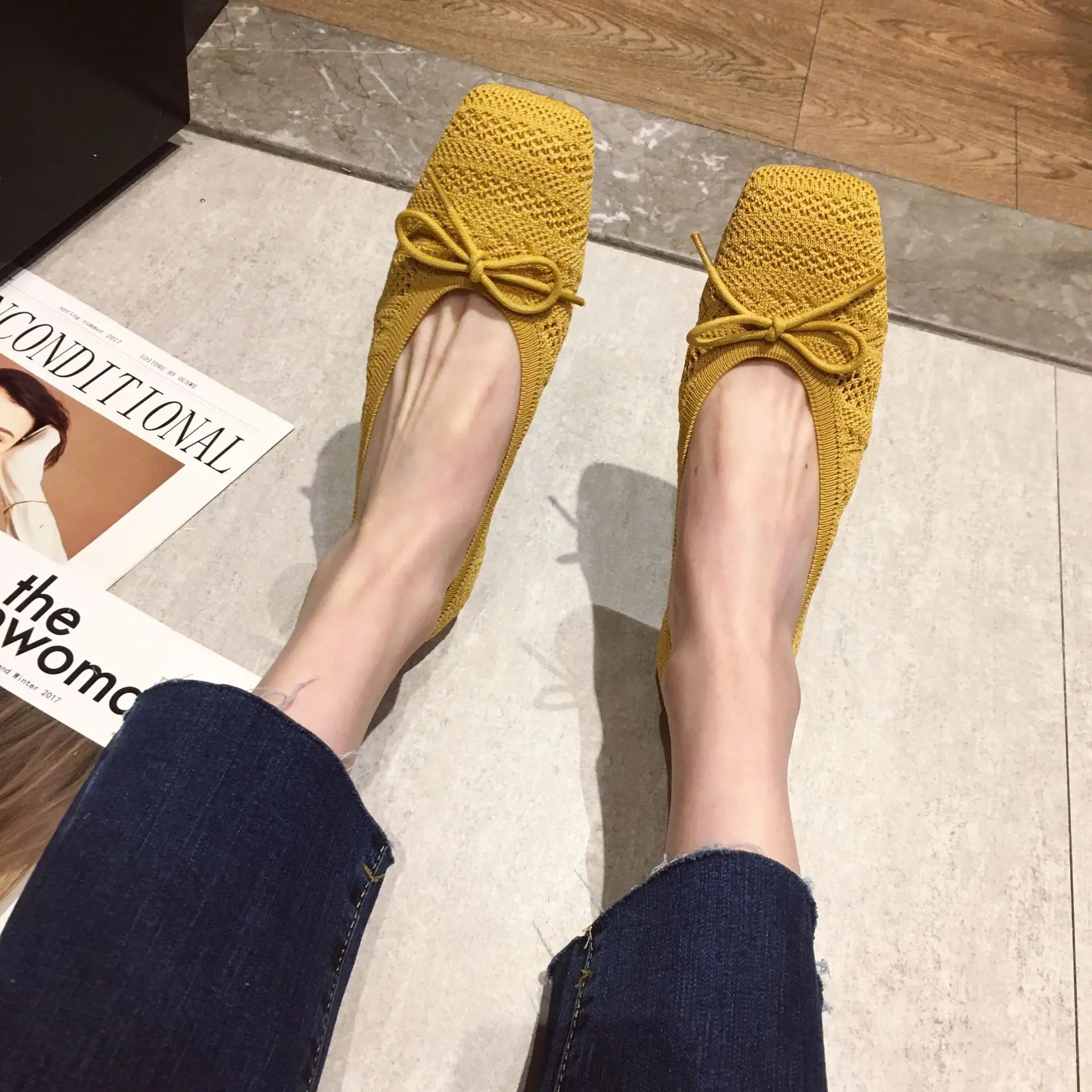 

All-Match Casual Woman Shoe Shallow Mouth Female Footwear Round Toe Bow-Knot Boat Driving Dress Comfortable Summer New Casual W