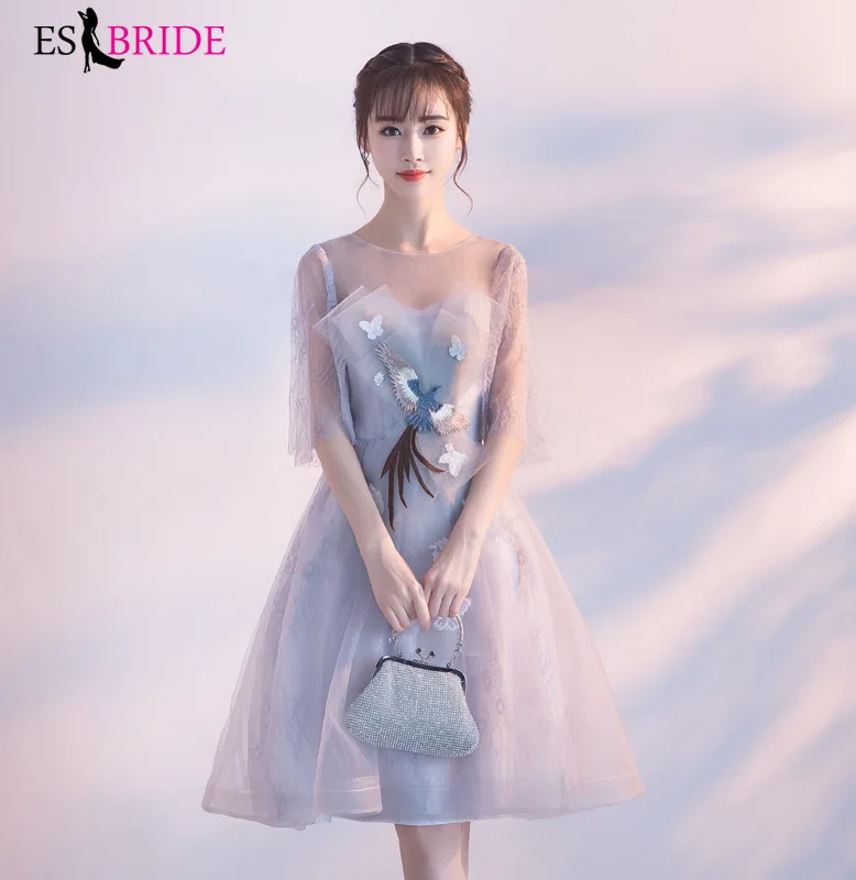 Женское длинное вечернее платье ES2727 серое ТРАПЕЦИЕВИДНОЕ для выпускного вечера