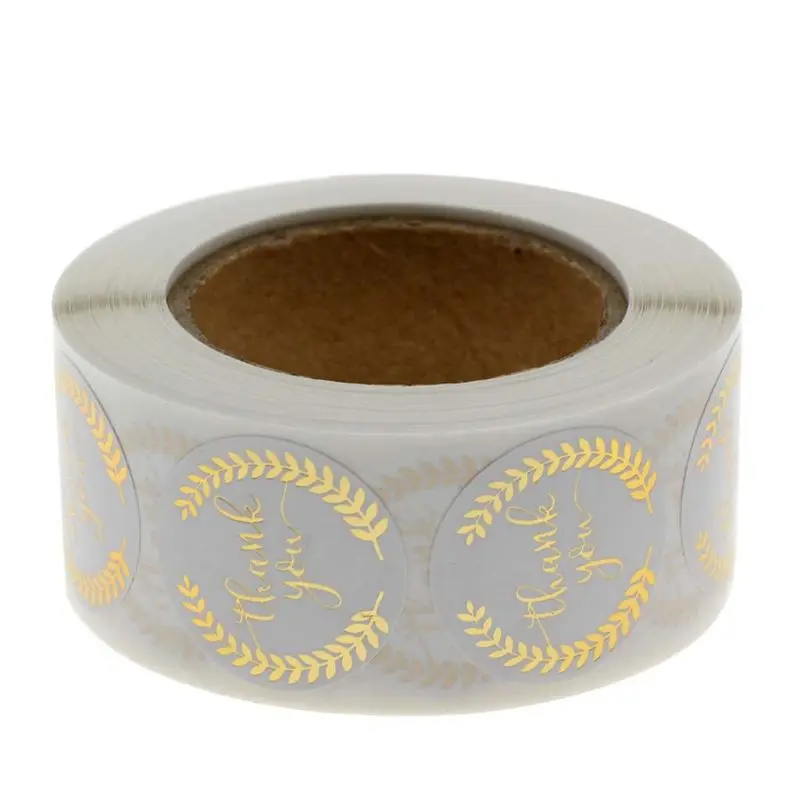 

2021 New 500pcs/roll Twig Thank You Stickers Gold Foil Seal Labels Wedding Party Envelope Stationery Sticker