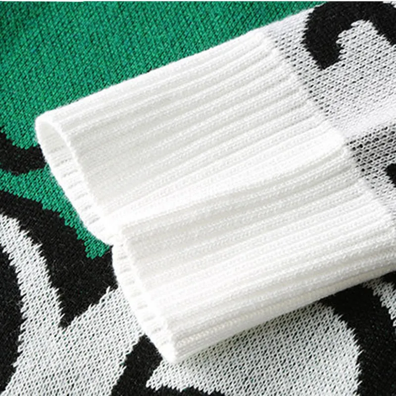 

2021Men All-match Sweater Trend dinosaurs Face Knitted Pullover Loose Slim Bottoming Tops Autumn Winter High collar Knit sweater