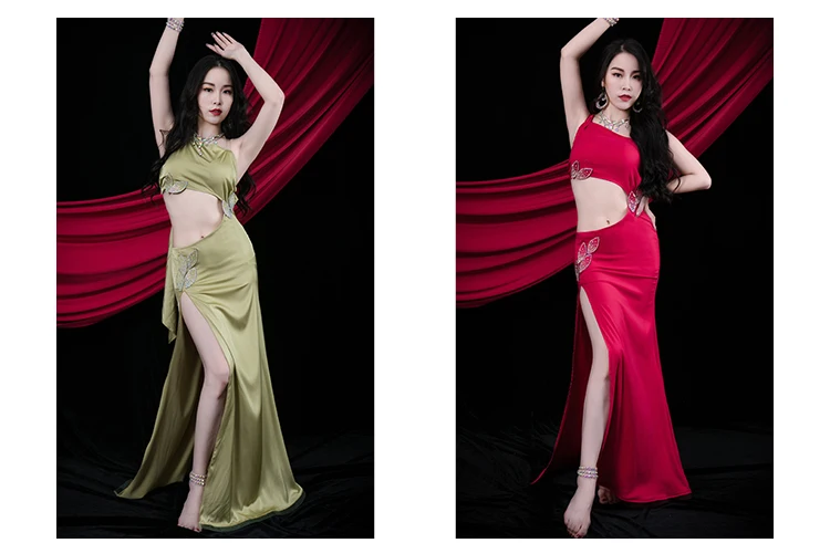 Платье для танца живота шелковое атласное платье выступлений длинная юбка