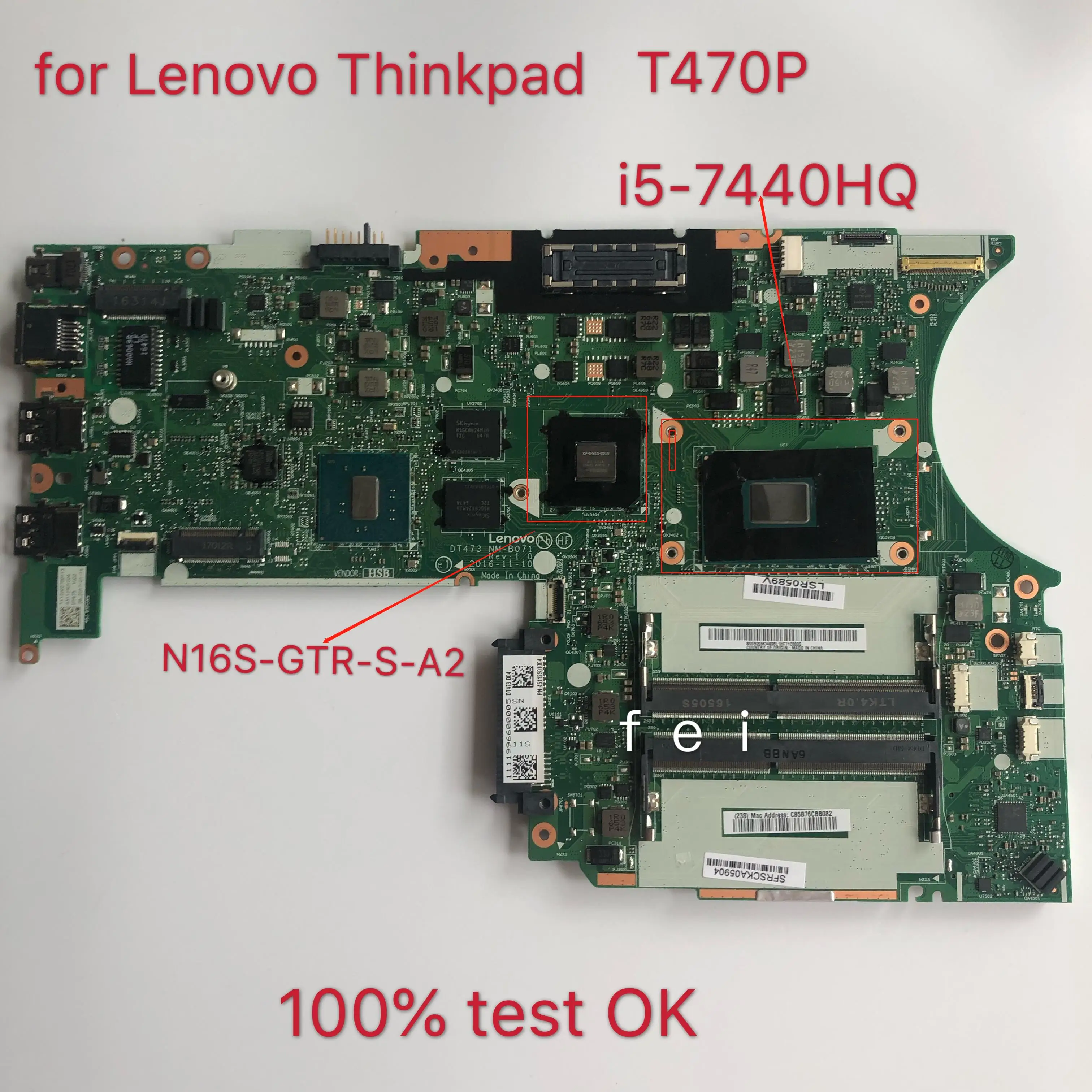 

NM-B071 для материнской платы ноутбука Thinkpad T470P CPU:i5-7440HQGPU 2G FRU 01YR883 01HW887 01YR899 01HW895