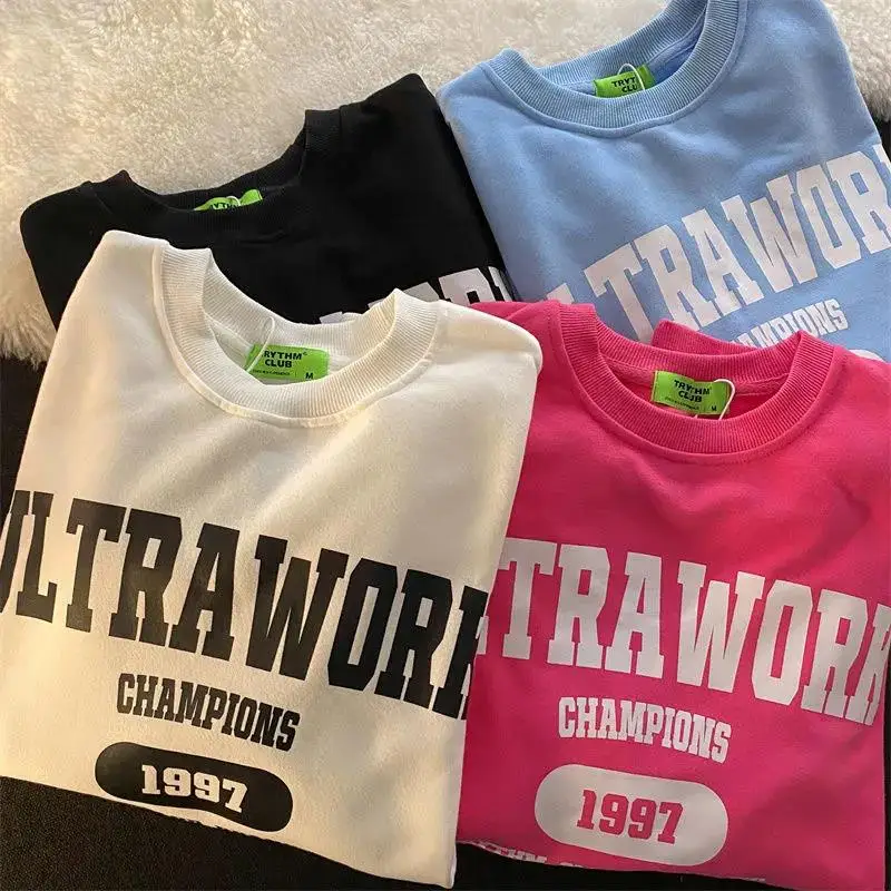 

Hip Hop Streetwear Korean Fashion Letters Print Sweatshirt Women Long Sleeve Tops 2021 Autumn New Casual Harajuku Teens Clothes