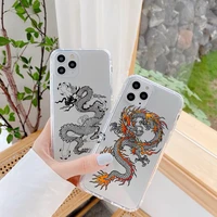 dragon phone case for iphone x xr xs 13 11 12 pro max mini 7 plus 8 plus se2020 fashion animal soft clear transparent back cover