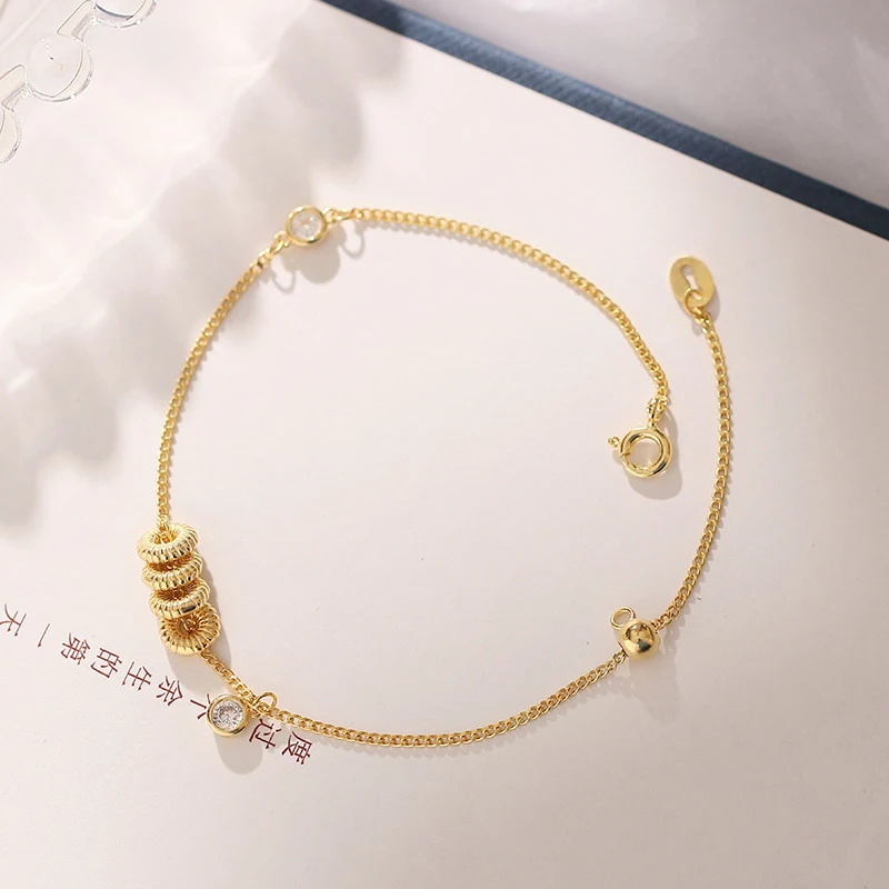 Модный браслет из стерлингового серебра 925 пробы с блестящим золотым кубическим