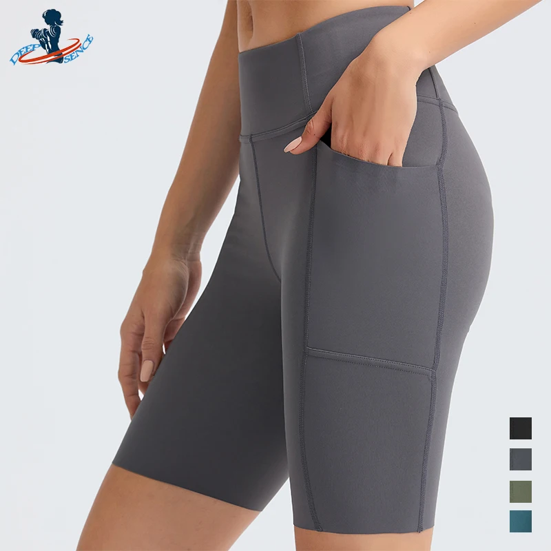 

DEEPSENCE Women's High Waist Shorts Yoga Leggings Sport Gym Fitness Clothing Female Workout Runing Push-up With Pockets Tights