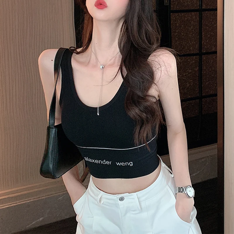 Топ женский большой U образный Красивый спортивный жилет на бретельках с