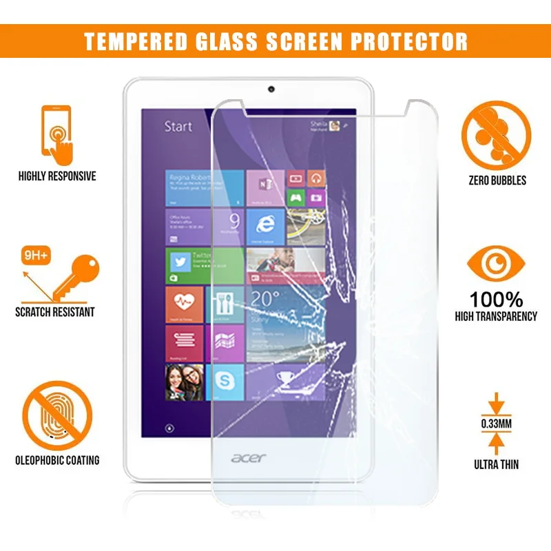

For Acer Iconia Tab 8 W1-810 8 Inch Full Tablet Tempered Glass 9H Premium Scratch Proof Anti-fingerprint Film Protector Cover