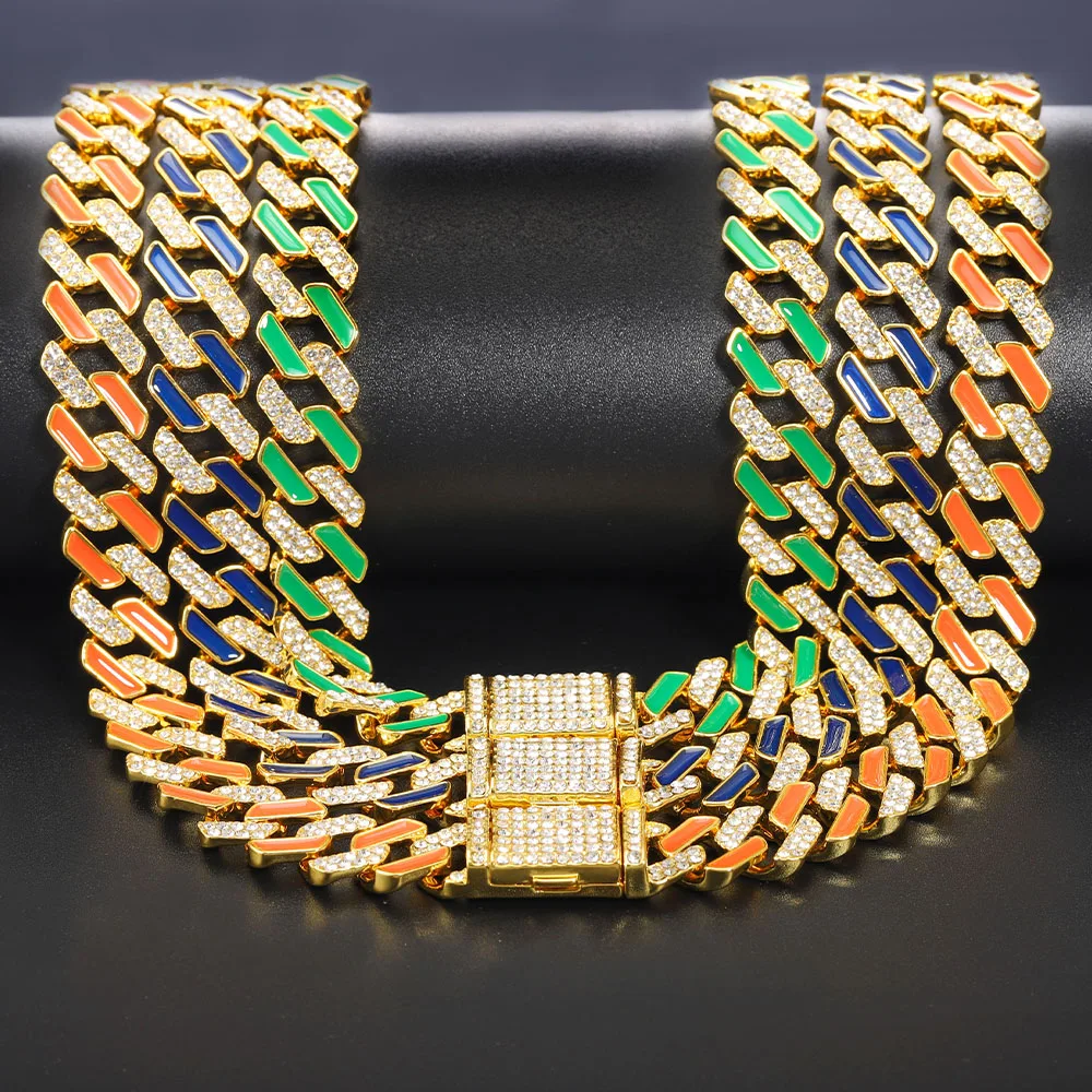 

Silver Color 12MM Width Miami Cuban Link Chain Hip Hop Iced Out CZ Cuban Choker Necklace Bracelet Jewelry Set For Women Dropship
