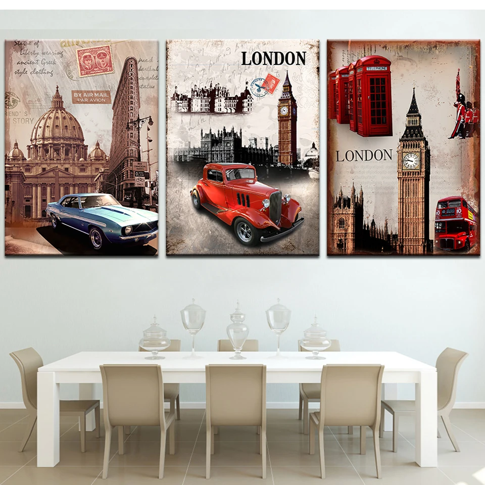 Картина из 3 страз лондонская улица полноразмерная круглая Алмазная вышивка 5 d