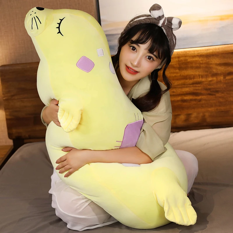 

50/80CM Cute Huggable Soft World Animal Sea Lion Doll Seal Plush Toy Baby Sleeping Pillow Kids Stuffed Toys Gift