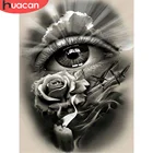 Алмазная мозаика HUACAN, вышивка с глазами, черно-белая живопись, вышивка крестиком, портрет розы, домашний декор