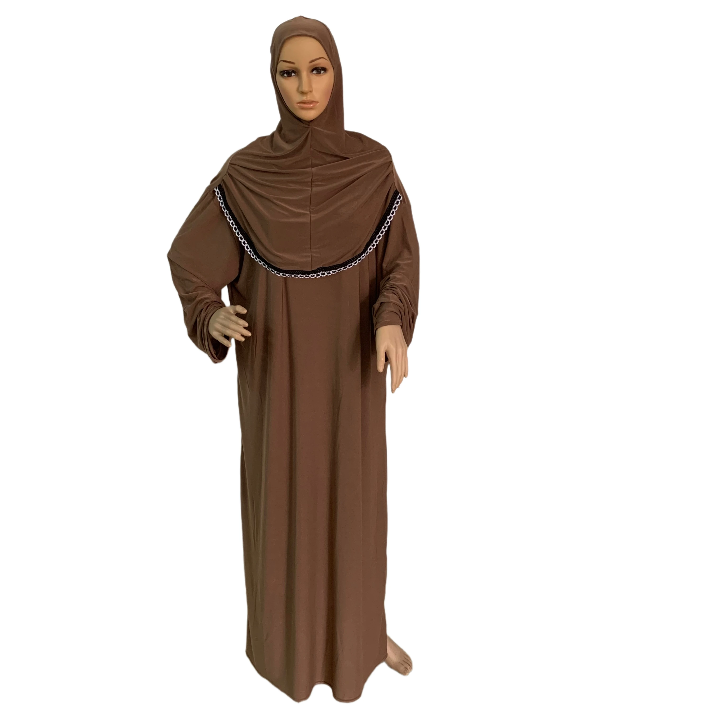 H118 pray abaya muslim dress with attached hijab khimar abaya pray kaftan Robe Arab Middle East Clothing