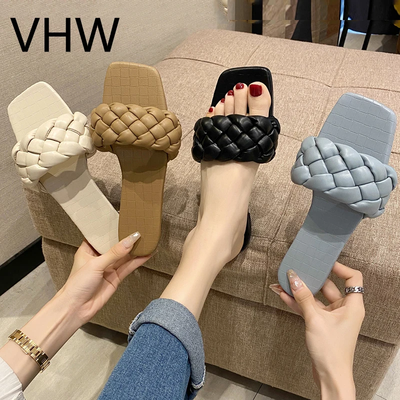 

Women Flats Slippers 2021 Summer Outdoor Solid Shoes Home Women Fashion Sandals Casual Beige Lightweight Beach Slides Size 42
