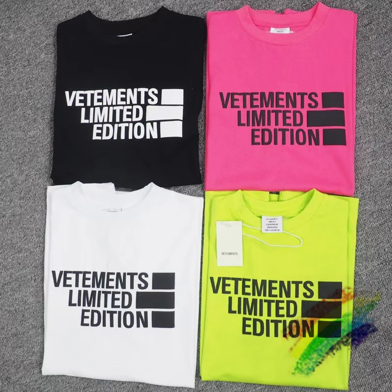 Футболка VTM для мужчин и женщин, многоцветная тенниска с вышивкой текстовым логотипом, с воротником-стойкой, ограниченная серия, 1:1