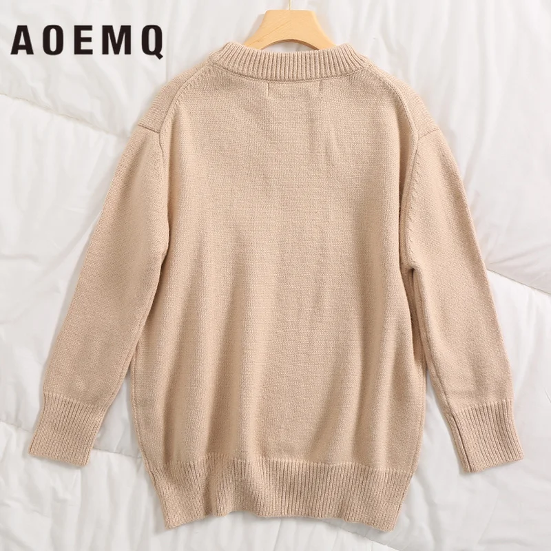 AOEMQ/2 однотонных цвета Свитер Толстый теплый вязаный домашний свитер Вечерние