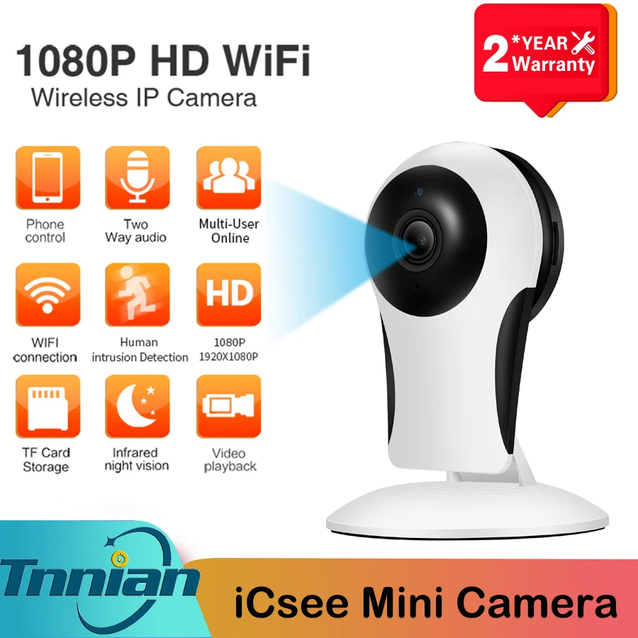 

HD 1080P Mini Wifi Camera Indoor 10M Night Vision Two-way Audio Home Security IP Camera CCTV Camera Home/Nanny/Pet/Baby Monitor