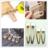100pcs goldrhodium hair clips fashion square hairpin blank base for diy pearl jewelry making setting craft supplies wholesale