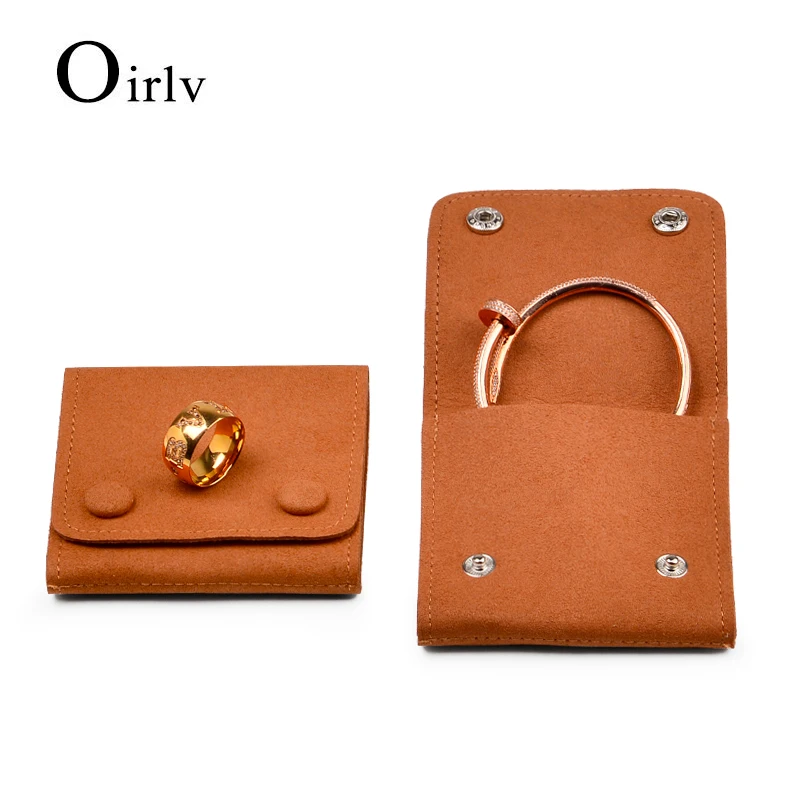 

Oirlv Jewelry Bag Microfiber Jewelry Pouch Snap Ring Necklace Organizer Bag Orange Green Gift Storage Bag Bracelet Packaging Box