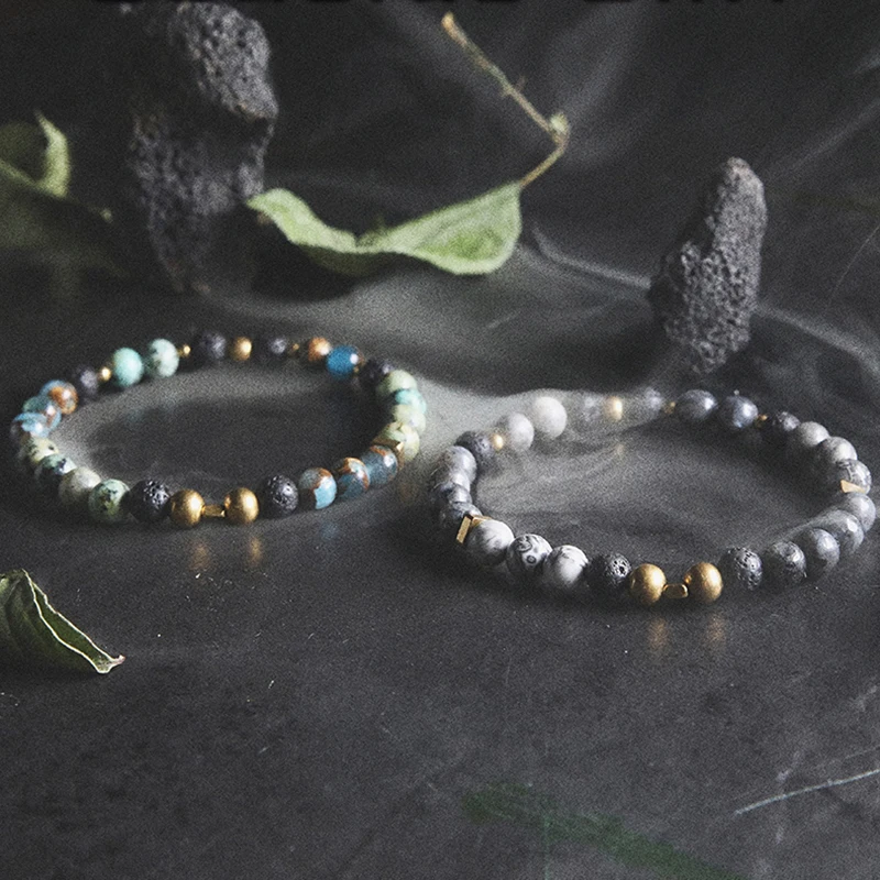 

Fashion Turquoises Lava Hematite Bracelets New Protect Environment Natural Stone Bracelets for Men Women Diffuser Lovers Jewelry