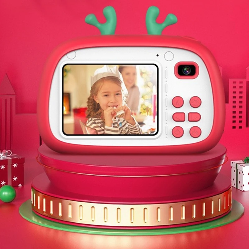 

Children's Camera Christmas Cartoon 1800W Pixel Front and Rear Dual Camera HD Digital Camera 720P