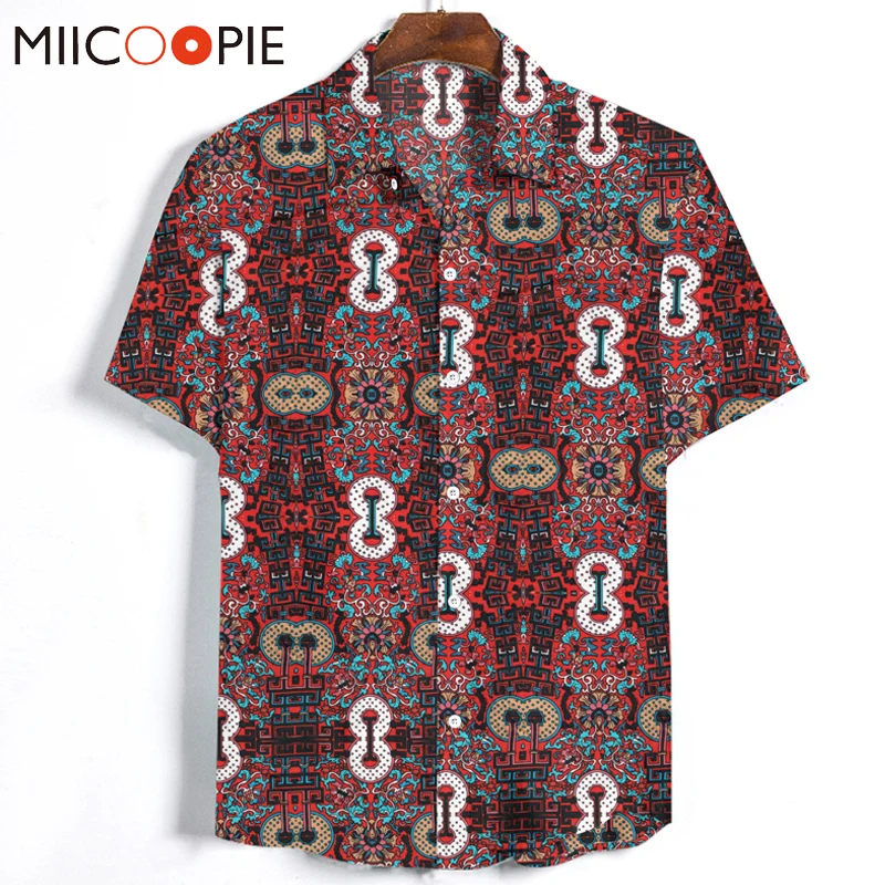 

Brand 2020 Beach Hawaiian Shirt Men Tops Casual Floral Printed Red Blue Dress Mens Shirts Summer Plus Size M-3XL Mens Clothing