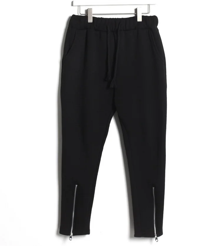 

Korean style simple zipper pants with slim fit and baggy pants with drooping feeling and tapered pants