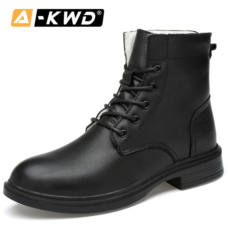 

Fashion Black Men Boots With Fur Shoes Men Winter Snow Shoes Men High Top Single Ankle Boots Plus Size 37-49 Simple Man Footwear