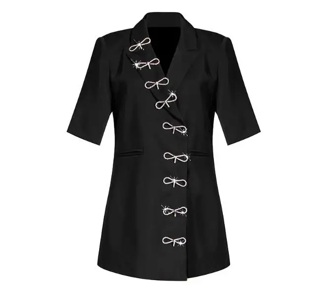 

Cultiseed Women Diamond Bow Blazers Coat Female New Fashion Summer Notched Double Breasted Jacket Coats Ladies Office Work Coats