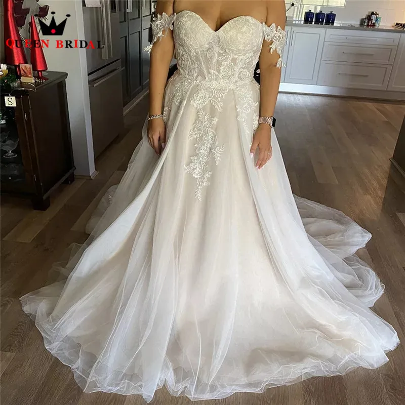

Custom Made Wedding Dress Plus Size A-line Swetheart Lace Beaded Crystal Vintage Wedding Gowns Luxury KW18