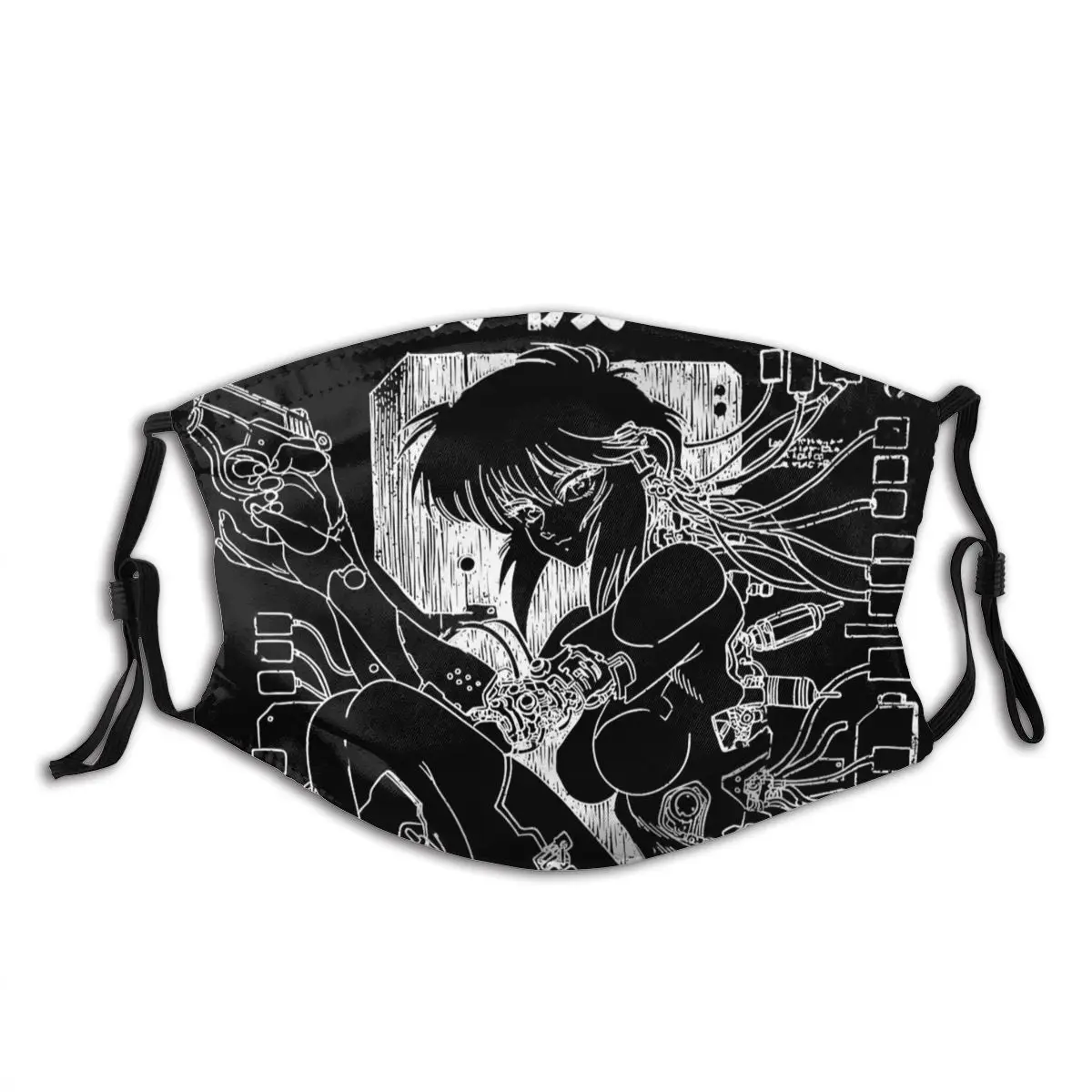 

Soldier Ghost In The Shell Non Disposable Mouth Face Mask with filters Anti Haze Dustproof Polyester Protection Cover Muffle