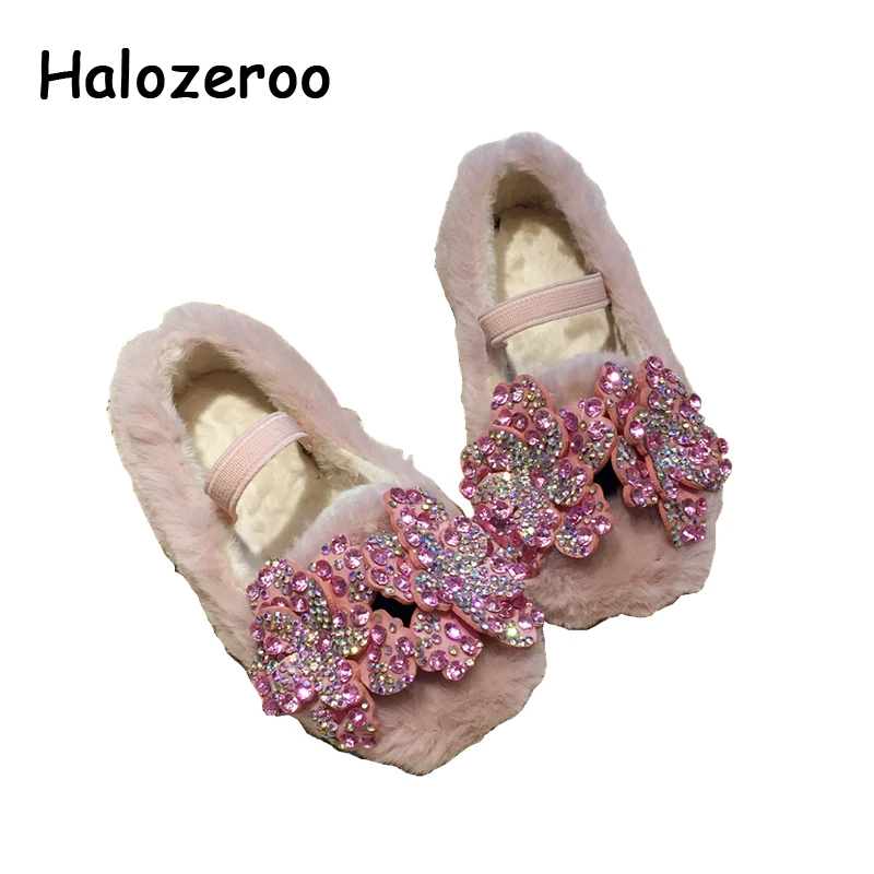 Новинка зимняя детская теплая обувь на плоской подошве для маленьких девочек