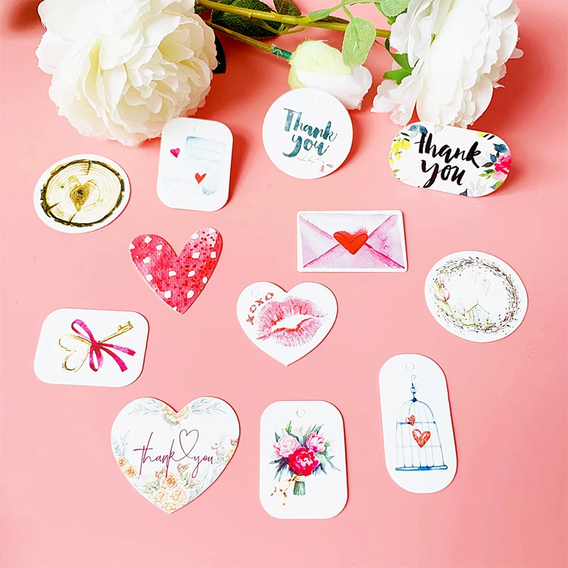 50 шт. благодарим Вас крафт-бумага бирки ручной работы многостильные с веревками