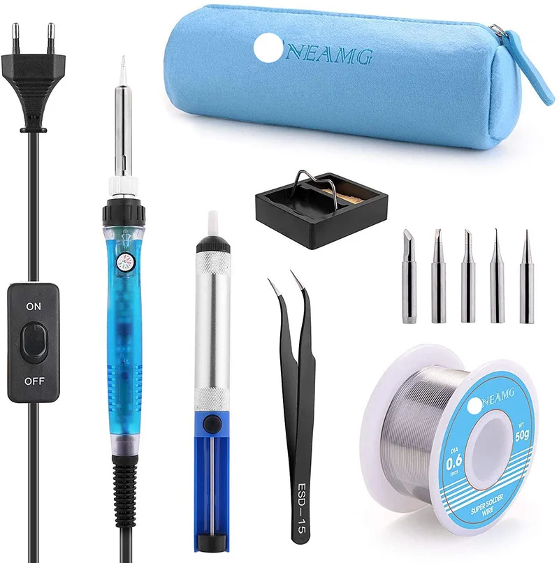 

Full Set 60W 110V/220V Electric Soldering Iron Kit with Adjustable Temperature Welding Iron Electronic Repair Tool